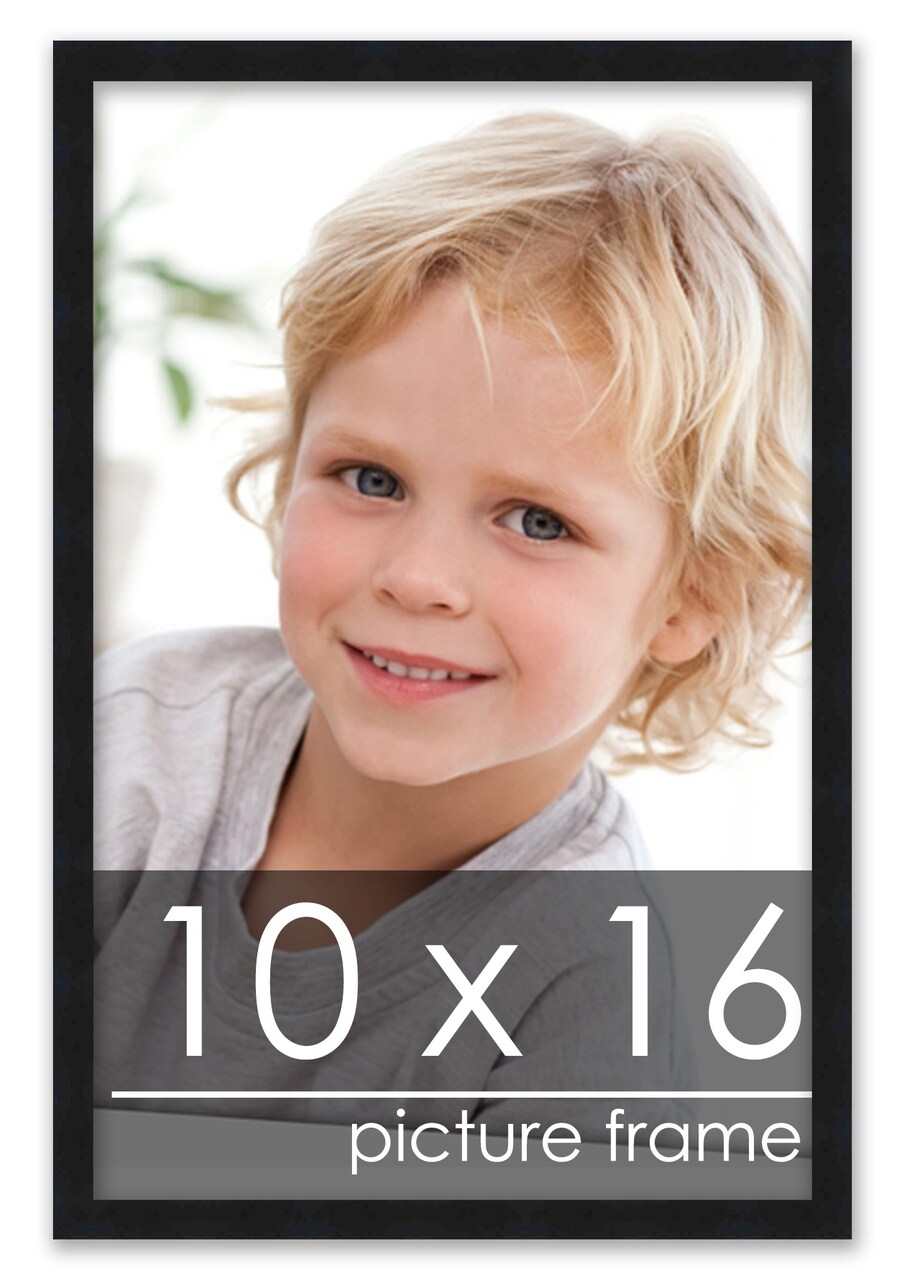 10x16 Modernist Black Picture Frame - UV Acrylic, Foam Board Backing, Hanging Hardware